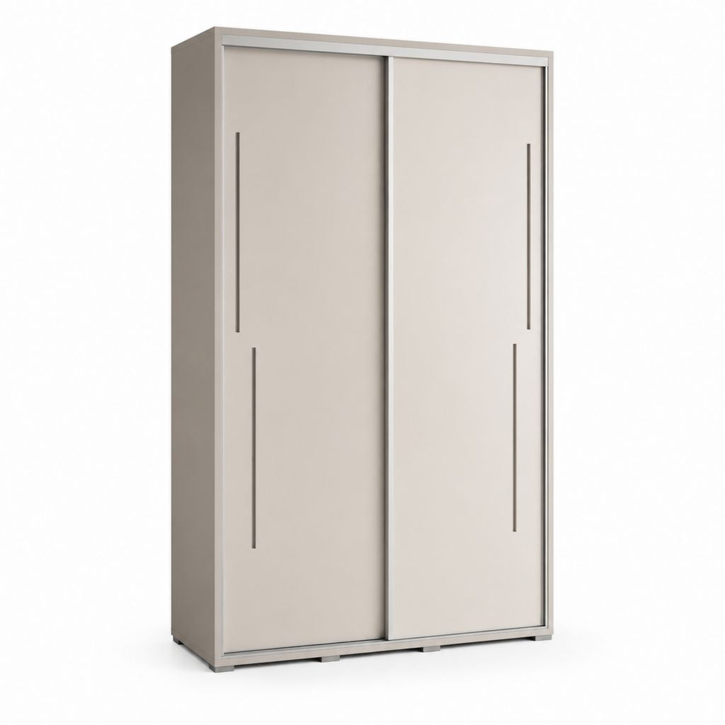 Schwebetürenschrank 2-türig Taupe Spanplatte rechteckig 120 x 200 x 60 cm