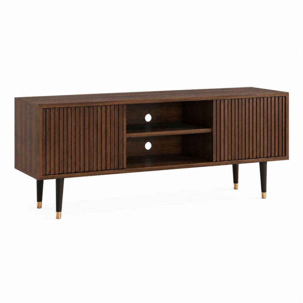 TV-Lowboard Nussbraun MDF mit Walnussfurnier Rechteckig 160 x 40 x 65 cm