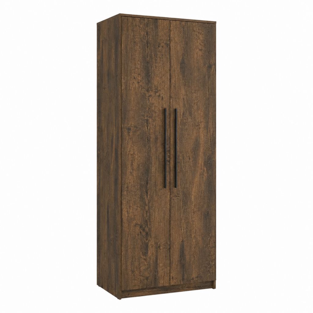 2-türiger Kleiderschrank Braun aus melaminharzbeschichteter Spanplatte rechteckig 80 x 52 x 200 cm