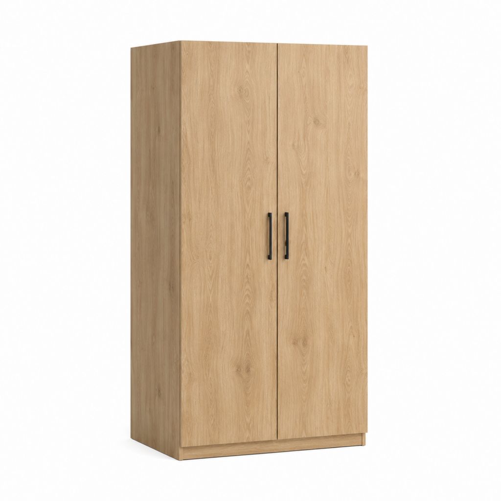 Kleiderschrank 2 Türen Eichefarben Spanplatte 80 x 52 x 190 cm