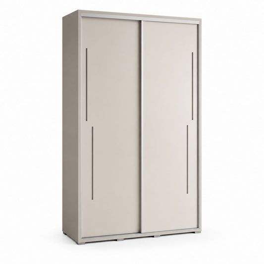 Schwebetürenschrank 2-türig Taupe Spanplatte rechteckig 120 x 200 x 60 cm