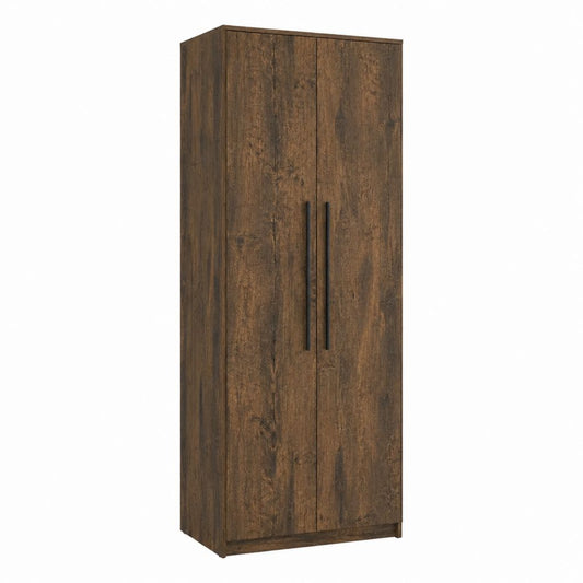 2-türiger Kleiderschrank Braun aus melaminharzbeschichteter Spanplatte rechteckig 80 x 52 x 200 cm