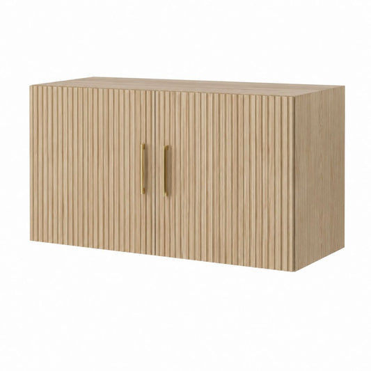 Sideboard mit 2 Türen Eichenoptik geriffelte Front rechteckig 120 x 40 x 75 cm