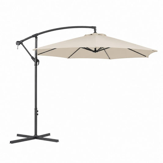 Ampelschirm Beige mit Stahlgestell und Polyesterbezug quadratisch 300 x 300 cm