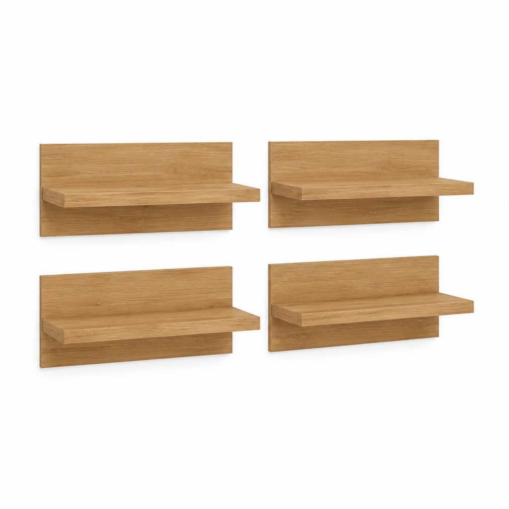 4er Set Wandregale Eiche furniertes MDF rechteckig 60 x 20 x 20 cm