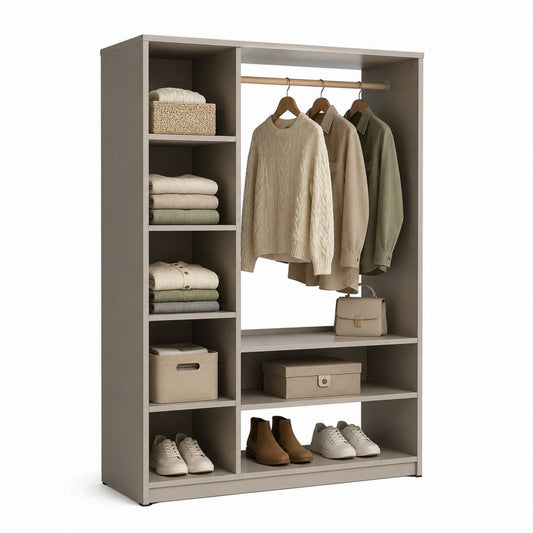 Offener Kleiderschrank Taupe aus melaminharzbeschichteter Spanplatte rechteckig 120 x 45 x 180 cm