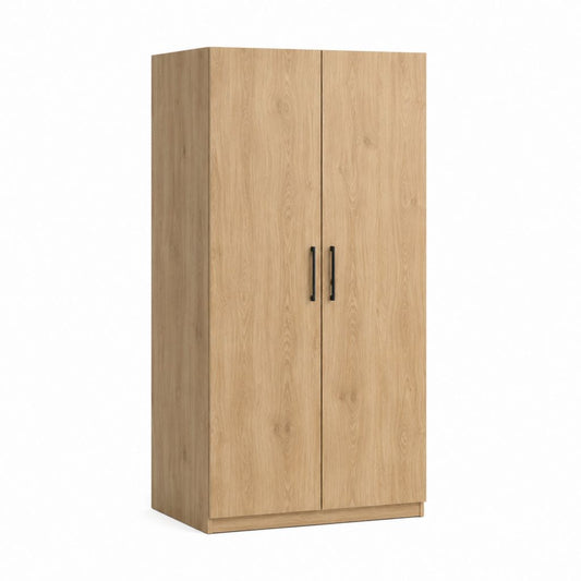 Kleiderschrank 2 Türen Eichefarben Spanplatte 80 x 52 x 190 cm