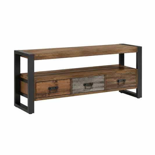 TV-Lowboard mit 3 Schubladen Braun Grau MDF Stahl rechteckig 120 x 40 x 60 cm