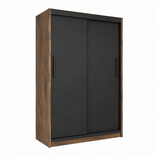 Schwebetürenschrank Walnuss Schwarz Spanplatte rechteckig 120 x 60 x 200 cm